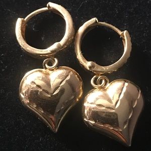 18k real gold heart earrings